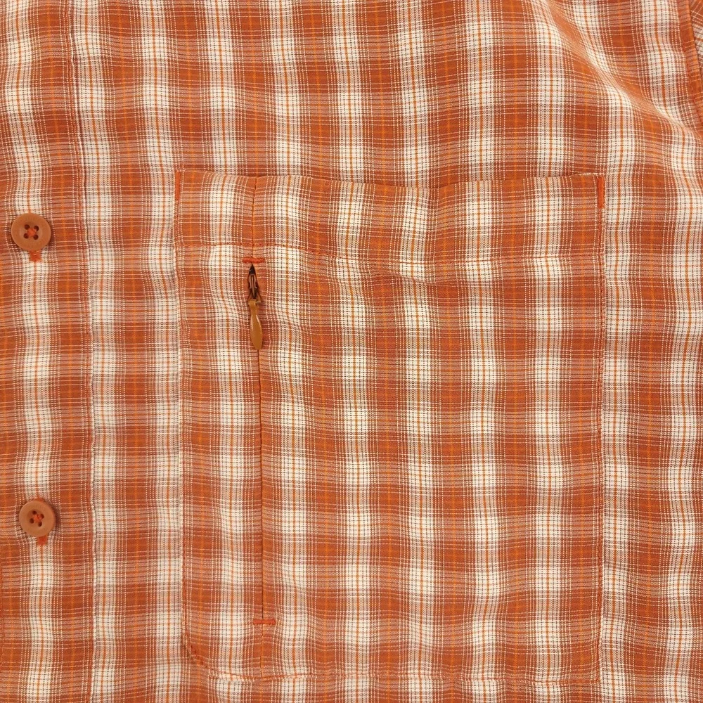 The North Face Shirt Mens XL Orange Plaid Short Sleeve Button Up Outdoor Hiking